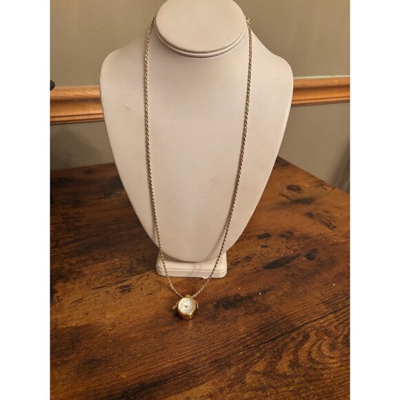 Vintage C. Blanc Reversible Pendant Necklace Watch on One Side, Purple Cabochon - Picture 2 of 16